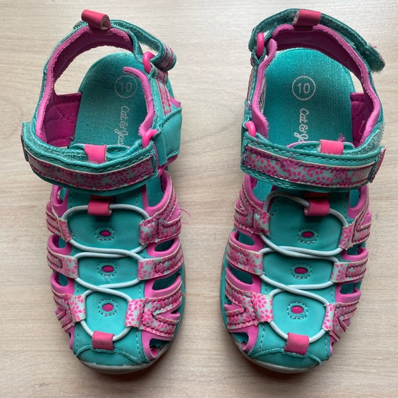CAT & JACK UGC Toddler size 10 water shoes pink blue adjustable Velcro top back - Picture 4 of 12